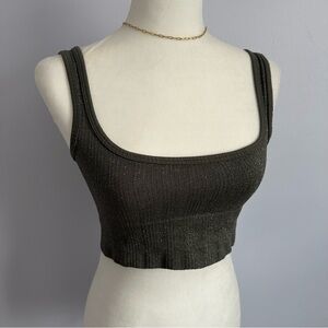 Green scoop bralette with metallic shimmer